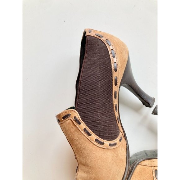 DONALD J PLINER Tan Brown Stitch Suede Pointed Toe Ankle Boots Booties, Size 6 - Picture 13 of 16